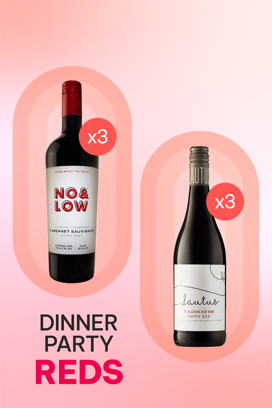 "Dinner Party Reds" - Best Non-Alcoholic Red Wines (6-Pack)