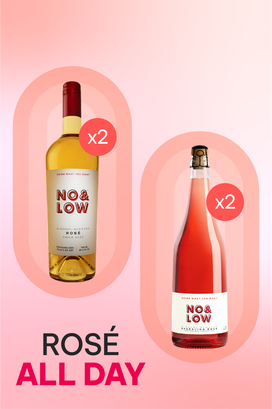 "Rosé All Day" Non-Alcoholic Rosé Wines (4-Pack)