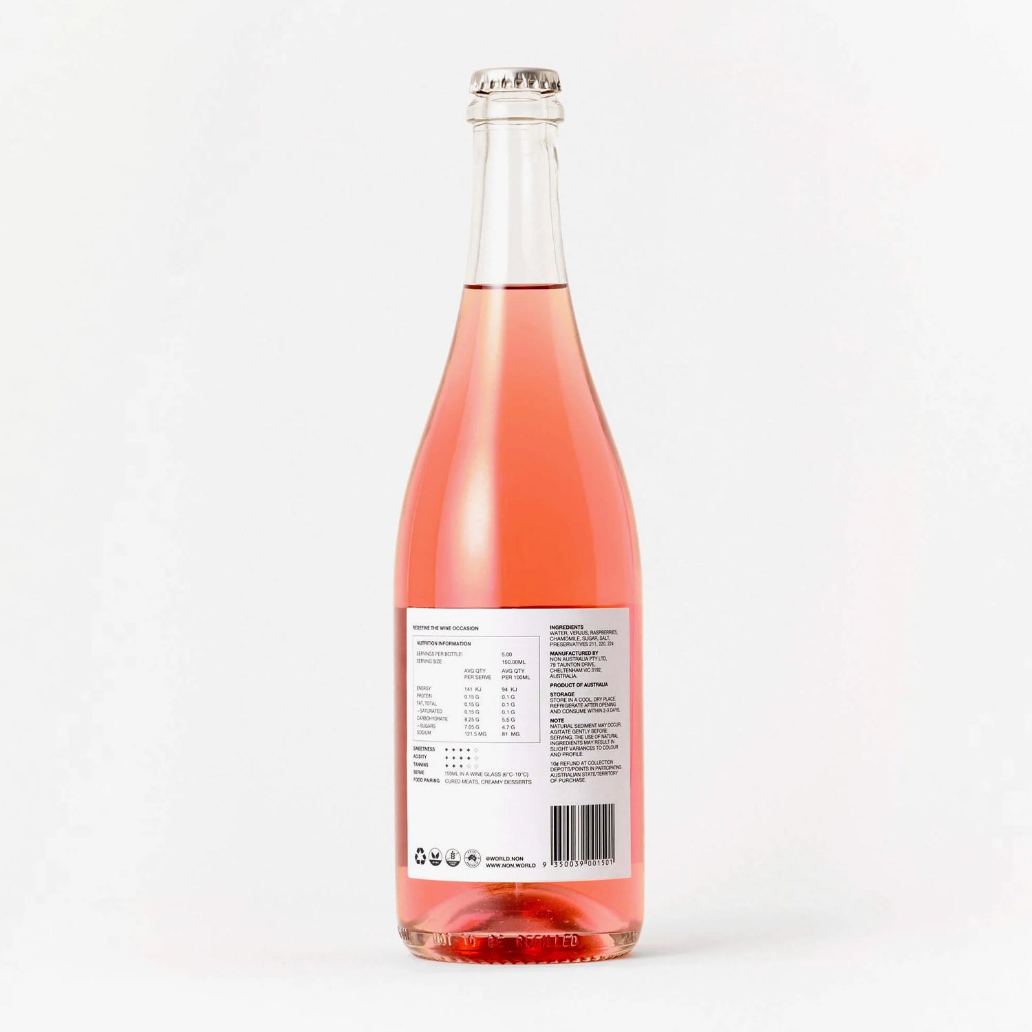 NON #1 Salted Raspberry & Chamomile - Non-Alcoholic Rosé Wine Alternative Lifestyle 3