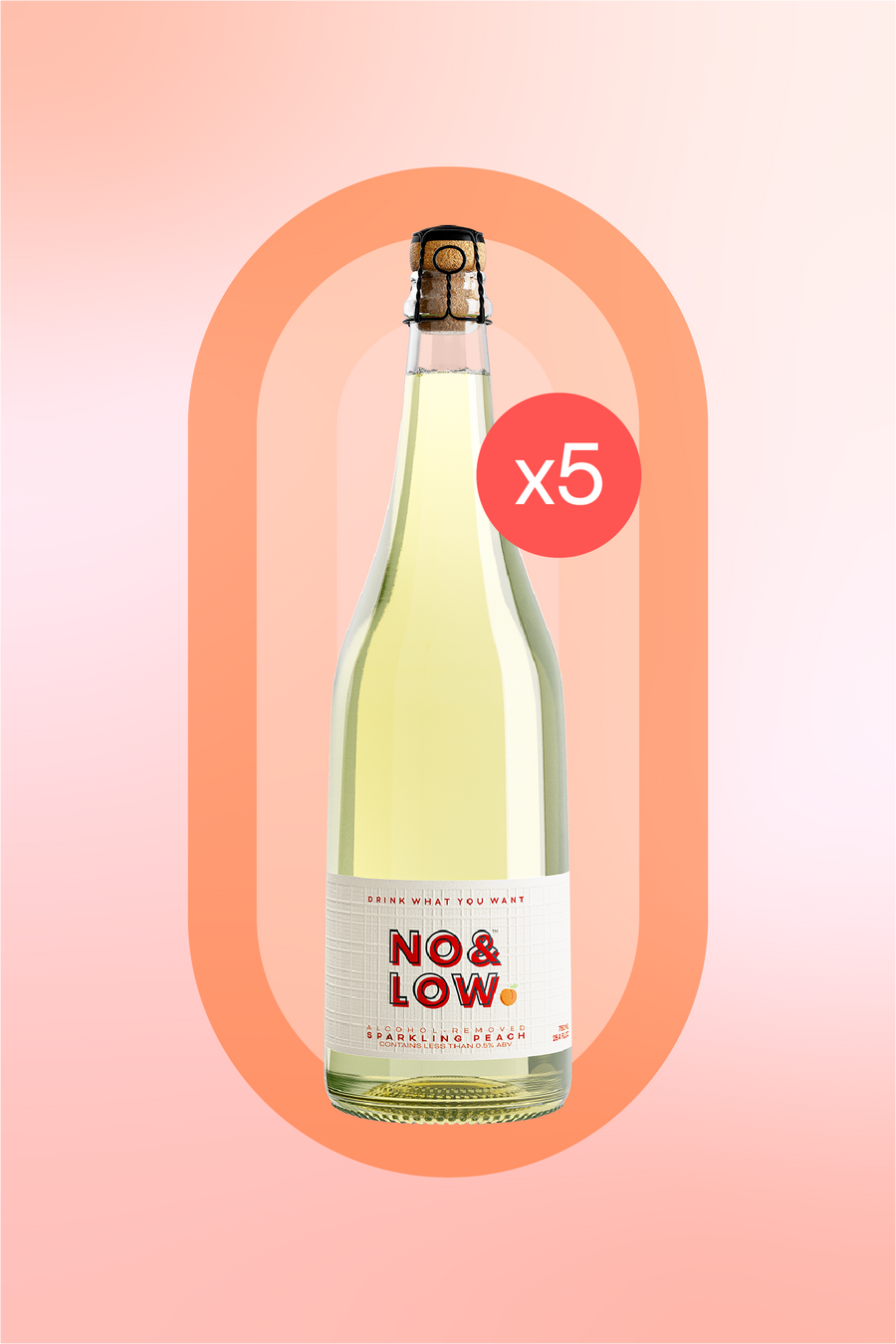 No & Low Sparkling Peach non-alcoholic fruit wine