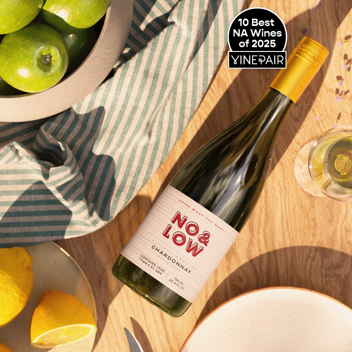 No & Low non alcoholic Chardonnay white wine alternative